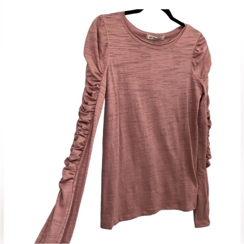 Free People Women's Long Sleeve Ruched Tee Top Size S Pink - Picture 5 of 7